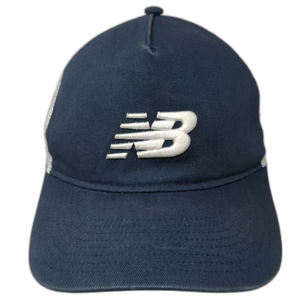 New Balance Trucker Hat Blue One Size White NB Logo Mesh Snapback Adjustable